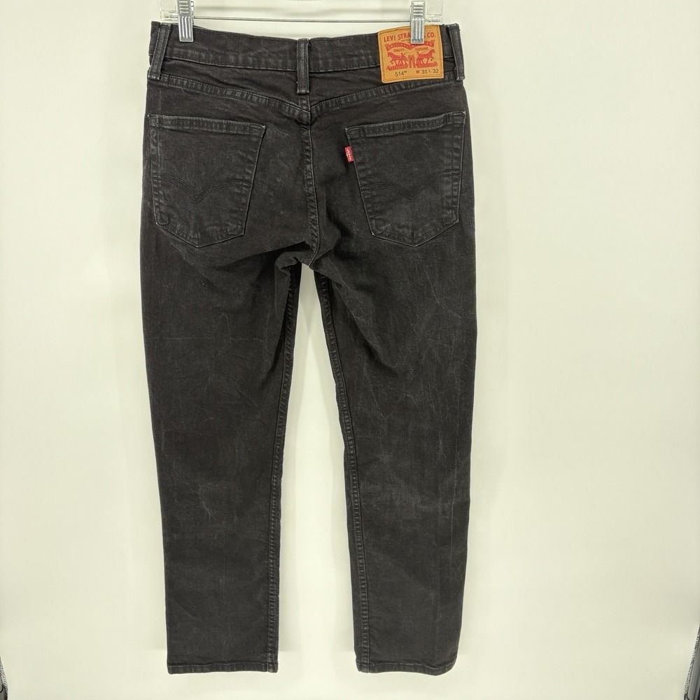 Levi's 514 Jeans Mens (31x30) Black Dark Wash Straight Denim Stretch 5 Pocket - Picture 7 of 10